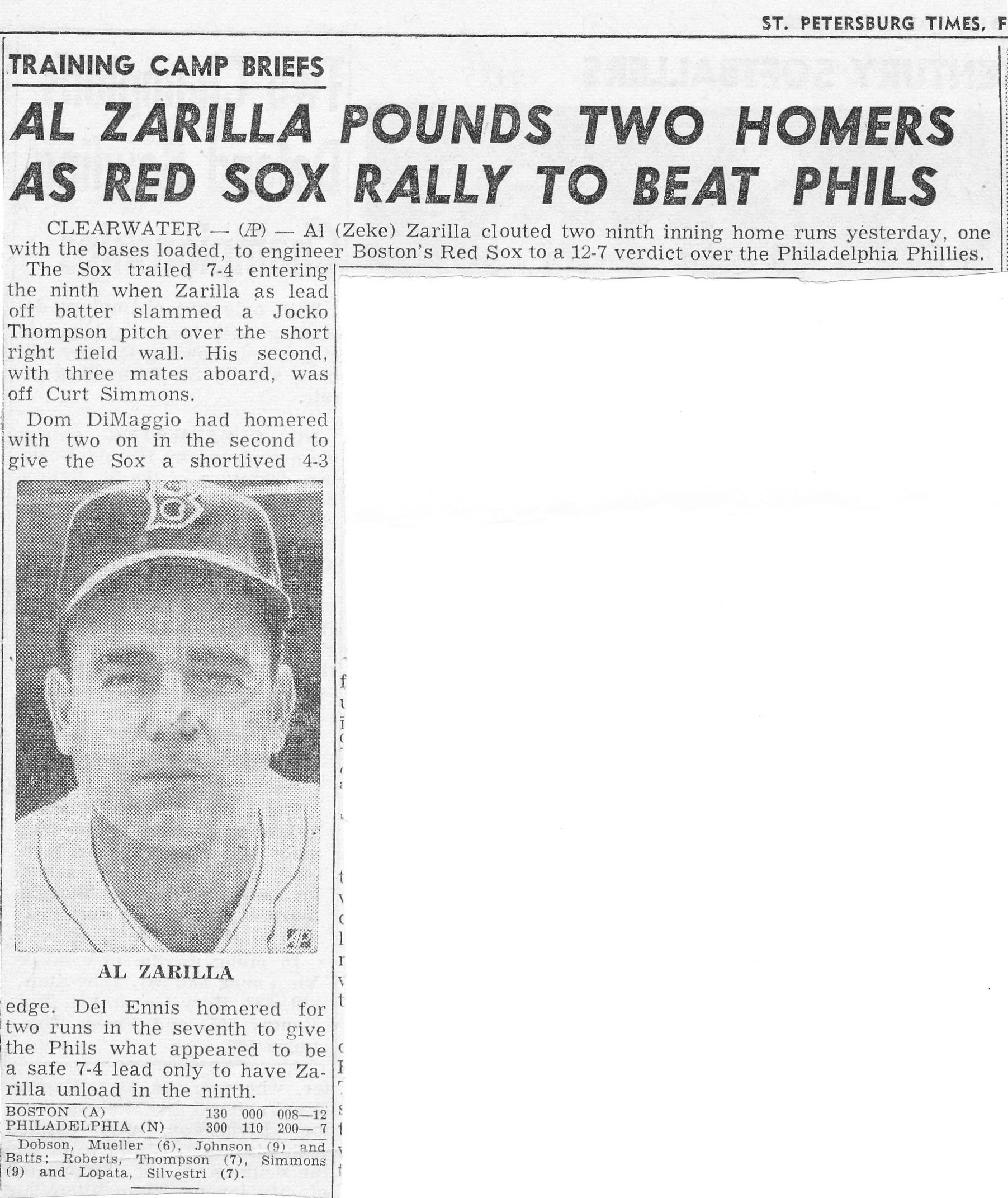 1950-03-23-Boston-12-7-Phillies-Zarilla-2HR-in9th